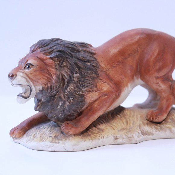 Art | Vintage Ceramic Lion Statue Mcm Roaring | Poshmark